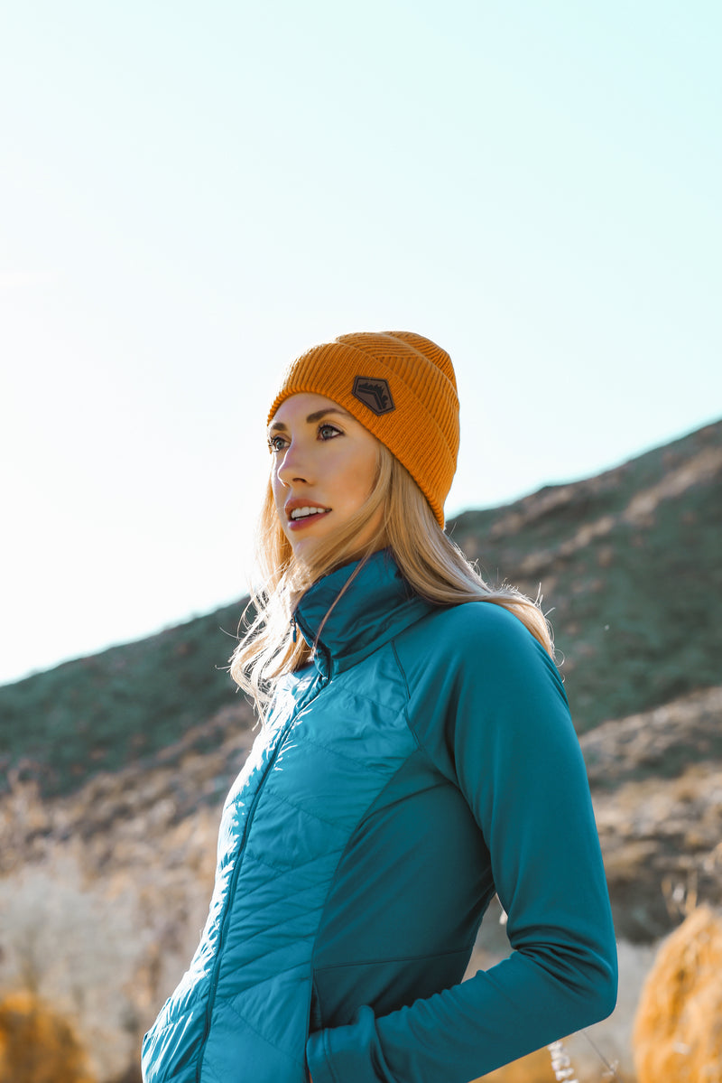 Knitted Wool Beanie in Rust Orange